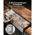 thumbnail image 4 of KFFKFF 3 Compartment Stainless Steel Sink, 18-Gauge 304 Material, 10" x 14" x 10" Bowls, Commercial Under Bar Sink with Dual Drainboards and Backsplash for Kitchen, Restaurant, Food Truck, 4 of 9