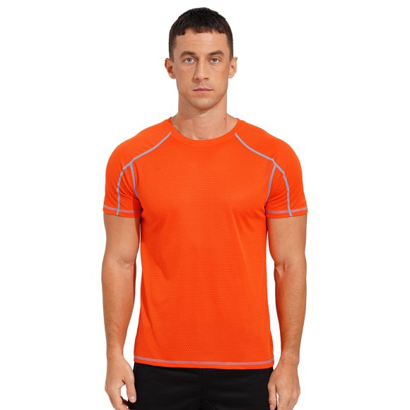 Alvivi Men's UPF 50+ Sun Protection Rash Guard Swim Shirt Quick Dry Athletic Sports T-shirts Gym Running Tops Orange 3XL