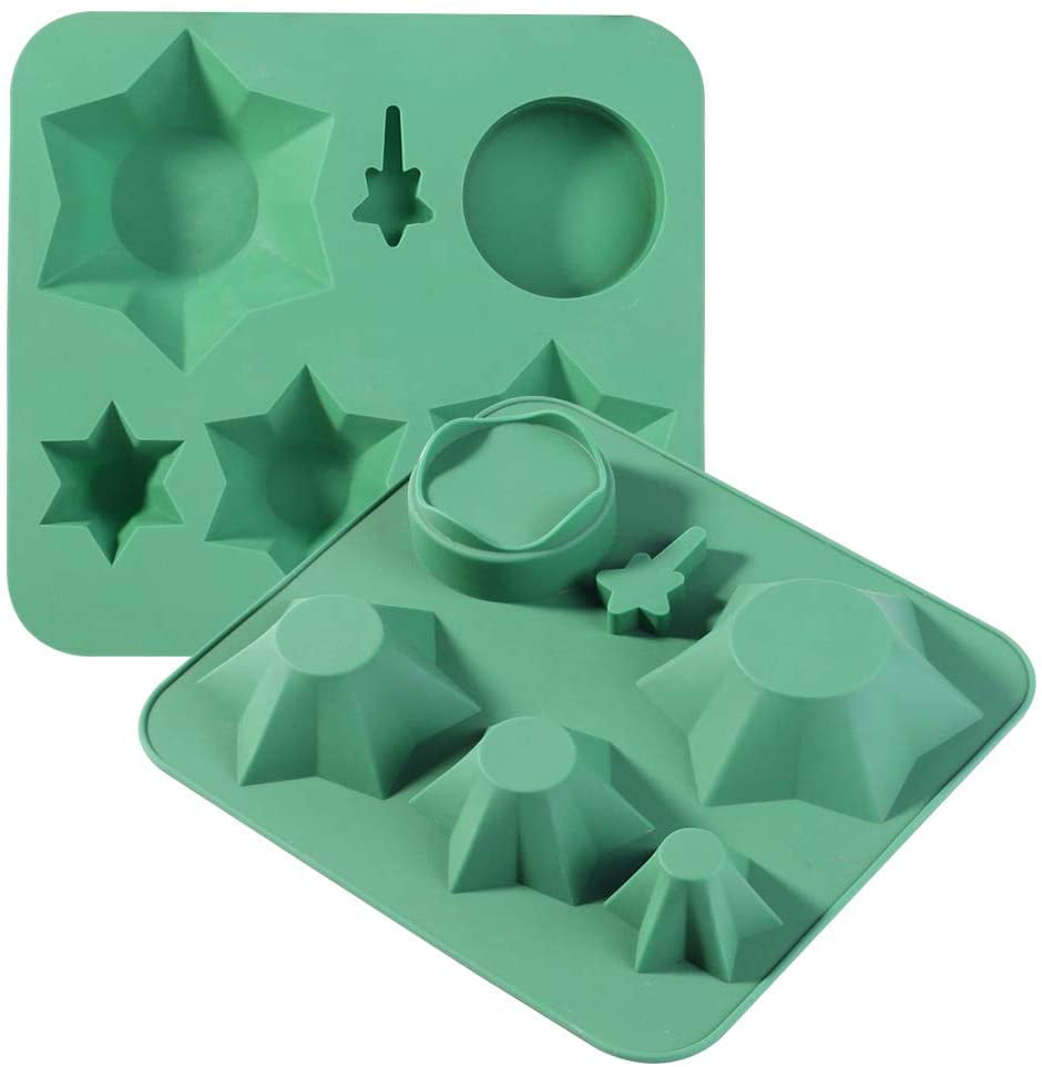2 Pack 6-Cavity Christmas DIY Cake Chocolate Baking Mould Handmade Soap Molds Jelly Baking Cake Molds for Xmas and New Year Parties Silicone Christmas Tree Cake Molds 