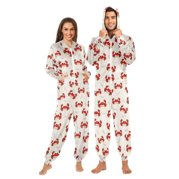 joogoo Crabs Cartoon Unisex Adults Onesies Pajamas Jumpsuits L