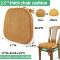 thumbnail image 2 of 2.5" Thick Chair Cushions for Dining Chair, Corduroy High Density Foam Kitchen Chair Pads, U Shaped Indoor Seat Cushions with Ties & Non-Slip Backing, Washable Cover, 17''x16.5'', Yellow, 2 of 6