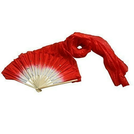

1.8m Hand Made Colorful Belly Dancing Bamboo Long Silk Fans Veils Dance Fan