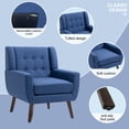 thumbnail image 3 of Lumibee Modern Upholstered Faux Leather Tufted Armchair Linen Accent Chairs Accent Chairs Blue/Linen 1-piece Chair Cotton,Wood 1-Piece Cotton,Linen, 3 of 5