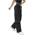 thumbnail image 2 of Karight Women's Wide Leg Sweatpants Drawstring Waist Baggy Cargo Pants Casual Trousers with Pockets, 2 of 8