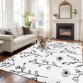 thumbnail image 3 of Black White Plant Washable Living Room Rugs 5'x7', Floral Farmhouse Leaf Retro Flower Botanical Low Pile Throw Large Area Rugs Non-Slip Sturdy Edge Binding Carpet for Dining Room Bedside Kitchen, 3 of 9