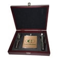 thumbnail image 2 of KuzmarK 6 oz. Leather Flask Set in Rose Wood Presentation Box -  Alabama Alabama, 2 of 2