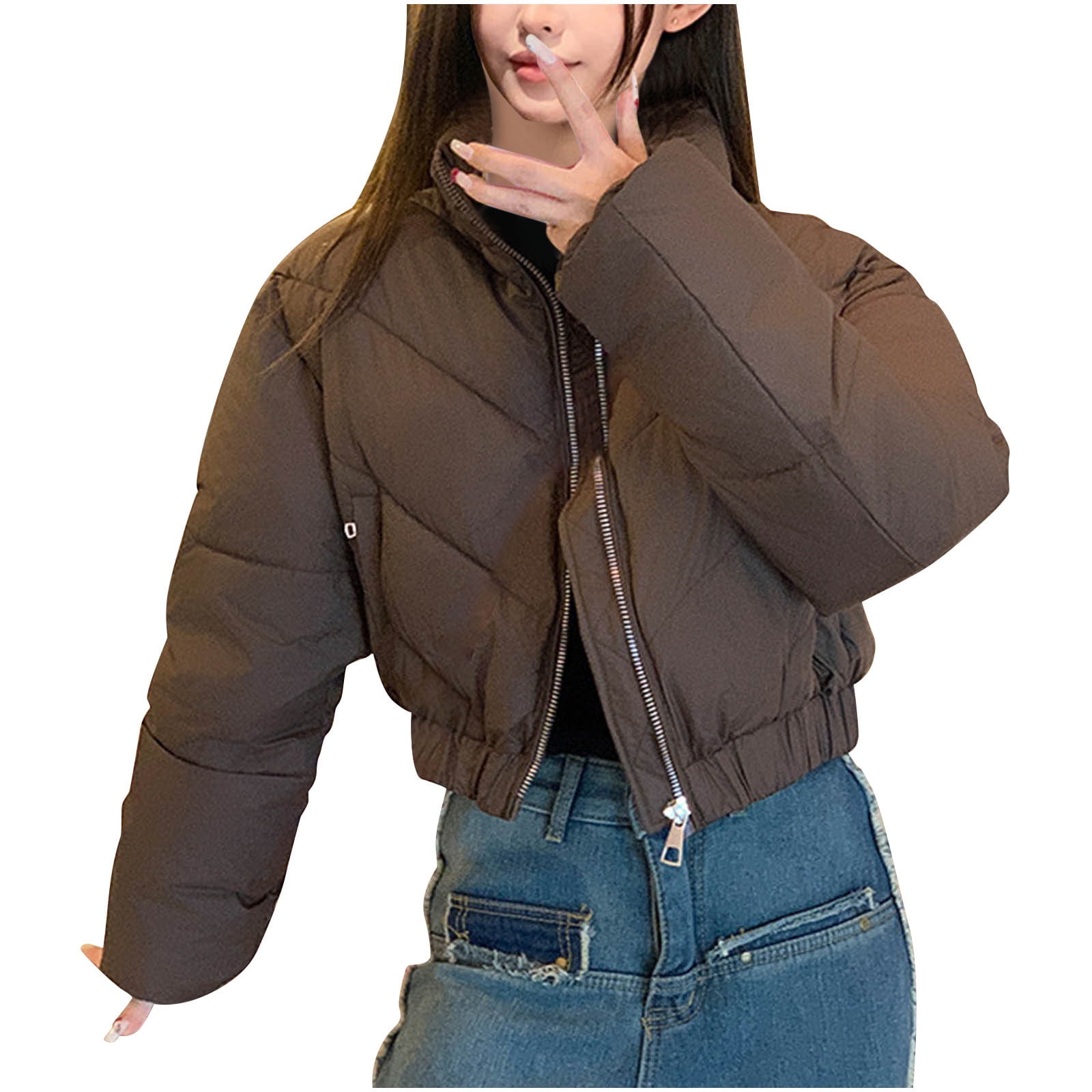 WRKEKC Veste Courte Matelassée pour Femmes avec Col Montant, Isolation Thermique Hyperwarm, Manteau de Ski en Duvet
