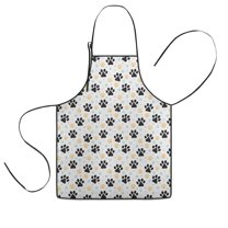 Black Dog Puppy Paw Kids Aprons for Girls and Boys,Adjustable Neck Strap Toddler Aprons for Kids Cooking Baking