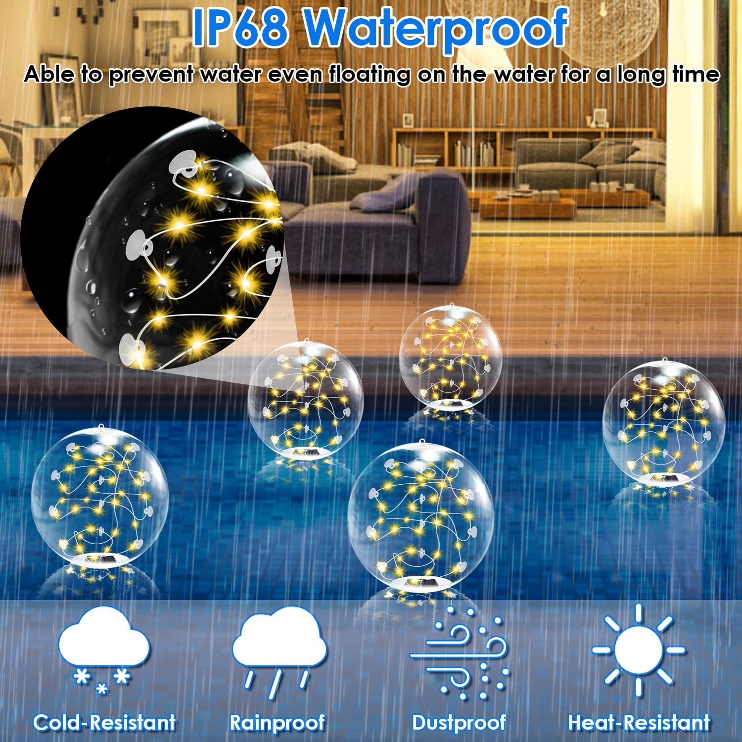 2 Pack Outdoor Solar Pool Lights, LED Light Up Balls with Remote, 3200K Warm Glow, 3 Lighting Modes & 4-Level Brightness & Auto On at Dusk, IP68 Waterproof, Perfect for Garden, Pool, Beach & Party