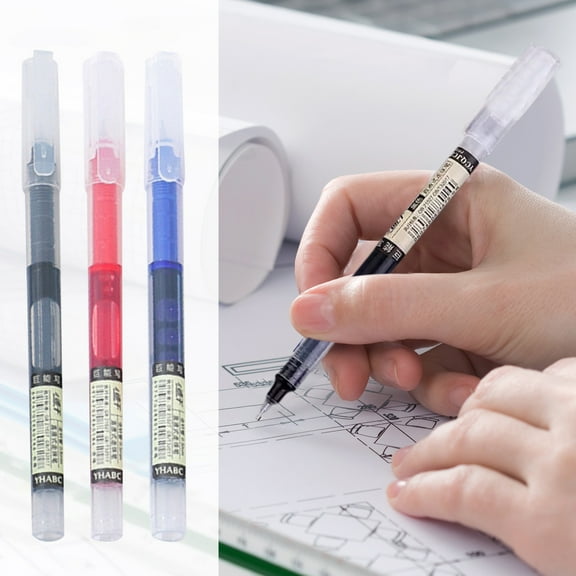 Rollerball Pen | Fast-Drying Gel Ink Ballpoint | 0.5mm Fine Point | Frosted Non-Slip Grip | Smooth Writing | Black Red Blue | Plastic Body | 4ml | Single Pack | 14.5cm | Office Exam Pen