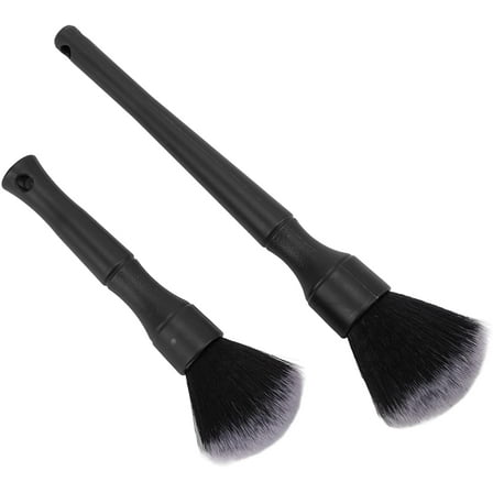 Car Detailing Brush Set, Soft 2pcs Anti Shedding Flexible Auto Wheel Brush Multi Purpose High Strength for Automobile(Black)