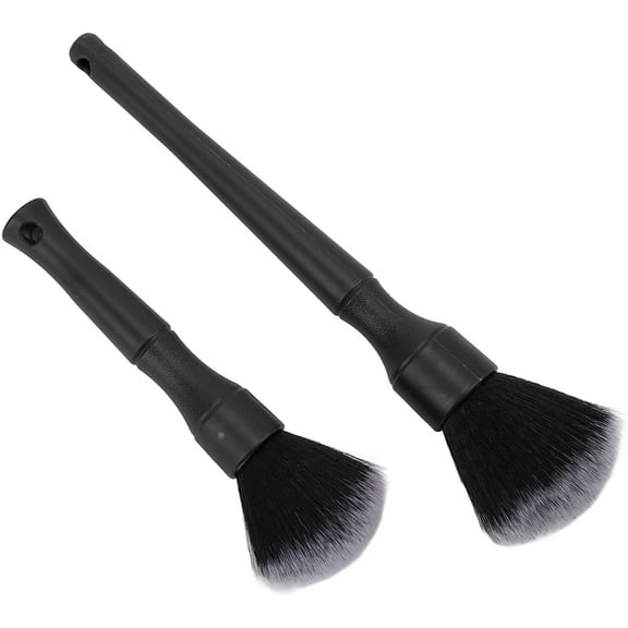 Car Detailing Brush Set, Soft 2pcs Anti Shedding Flexible Auto Wheel Brush Multi Purpose High Strength for Automobile(Black)
