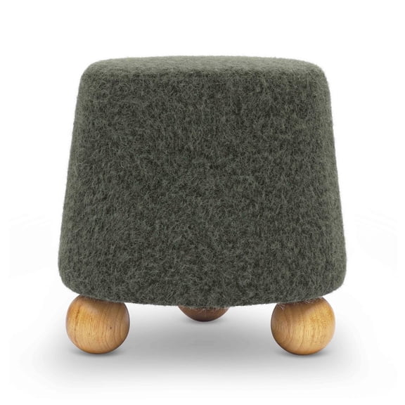 TOV Furniture Jaine Forest Green Loose Mohair Ottoman