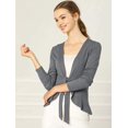 thumbnail image 3 of Women's Tie Front Metallic Ruffled Long Sleeve Open Cardigan, 3 of 6