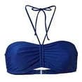 thumbnail image 2 of Push Up Bikini Top for Women Plus Size Underwire V Neck Full Coverage Swimsuit Top Summer Bathing Suits Blue, Size L, 2 of 3
