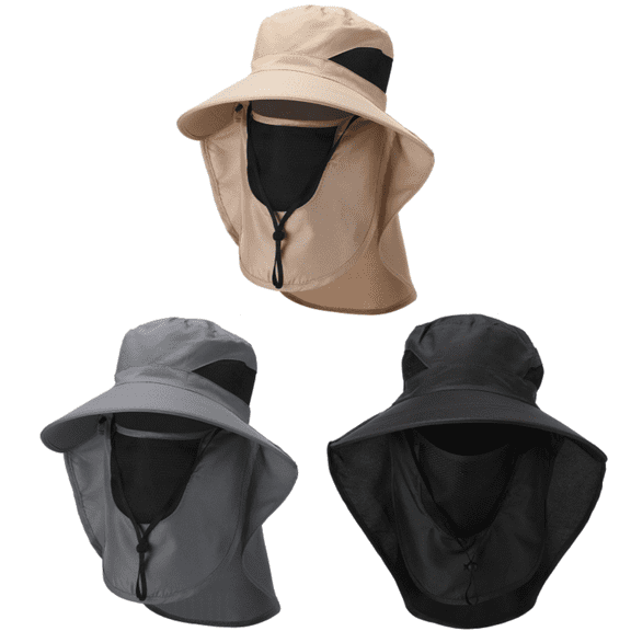 4 pcs Men Bucket Hat Wide Brim Neck Cover Flap Boonie Cap Fishing Outdoor Sun