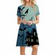 thumbnail image 4 of Vestidos estampados de playa con cuello redondo y manga corta informales de moda de verano para mujer Pompotops ghjkhdj14091, 4 of 9