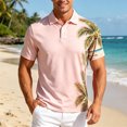 thumbnail image 2 of Mens Shirts Short Sleeve Button Down Holiday Top for Men,Pink,2XL, 2 of 5
