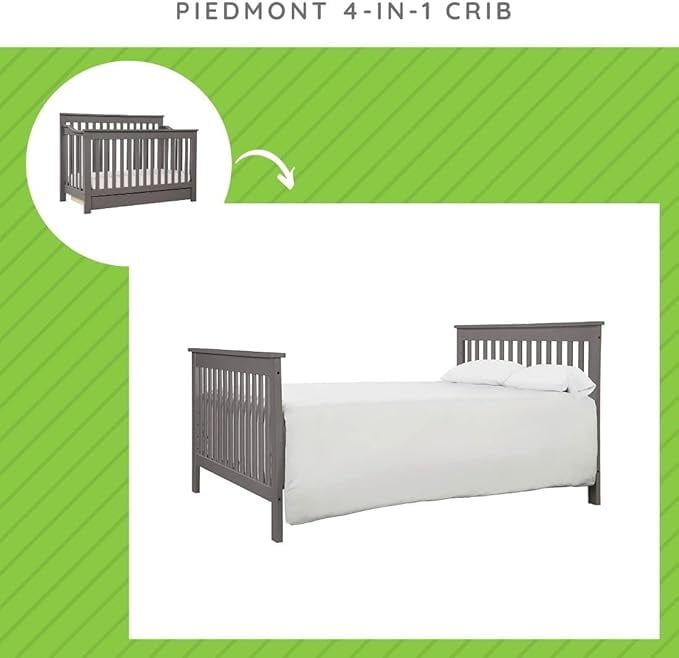 Full-Size Conversion Kit Bed Rails for Davinci Piedmont Cribs (Slate)