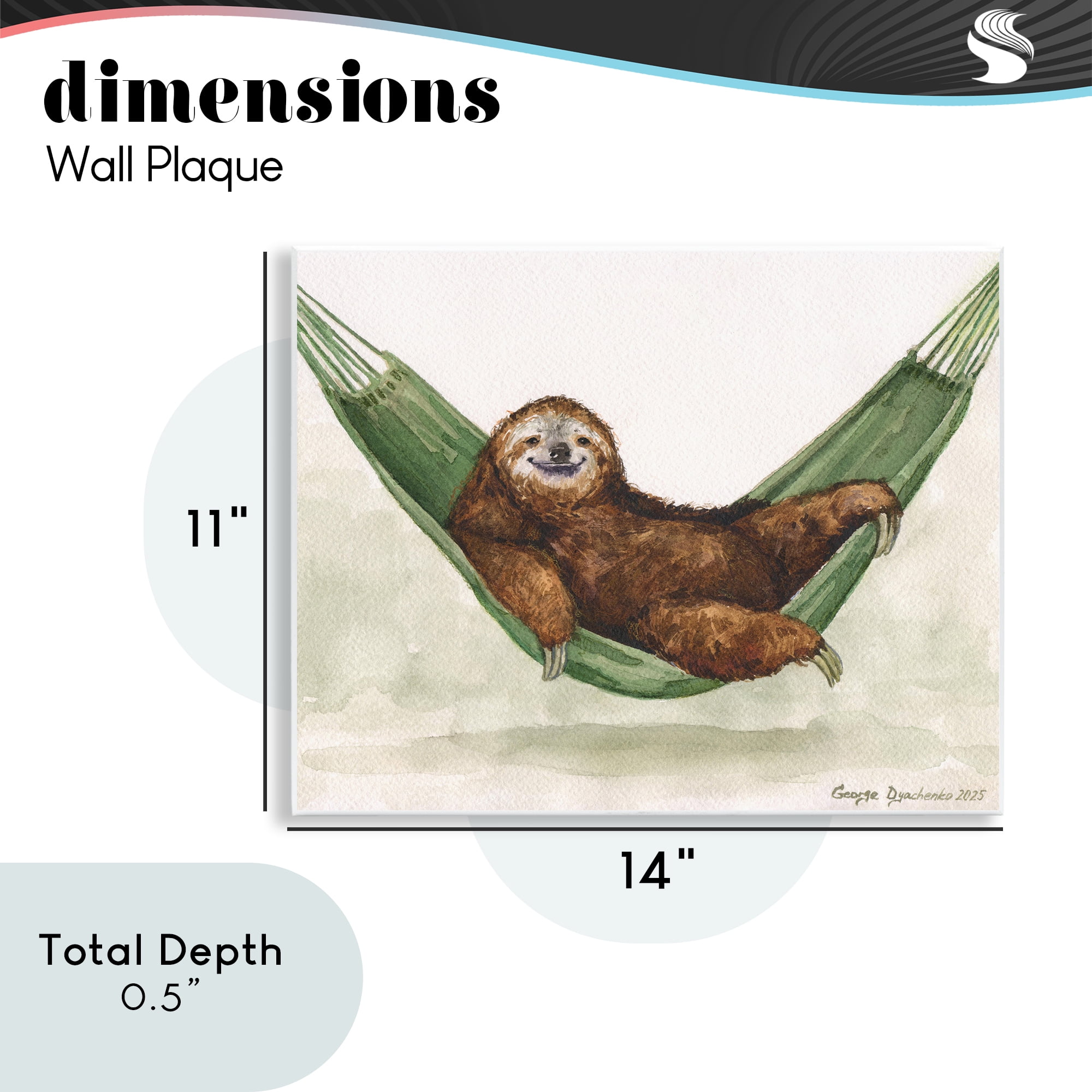 Stupell Industries Sloth On The Hammock Wall Plaque Art, design by George Dyachenko