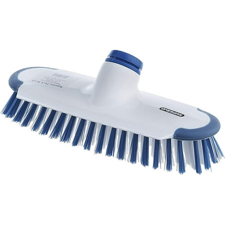 

Superio Deck Scrub Brush with Long Handle Heavy Duty Stiff Bristles with Scraper - Cleans Hot Tub Swimming Pool Granite Tiles Bathroom Patio Kitchen Wall and Deck (1 Head)