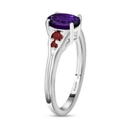 SHOP LC DELIVERING JOY Garnet Amethyst Ring 925 Sterling Silver Statement Jewelry Red Garnet Ring Purple Amethyst Rings for Women Size 5 Birthday Gifts for Women