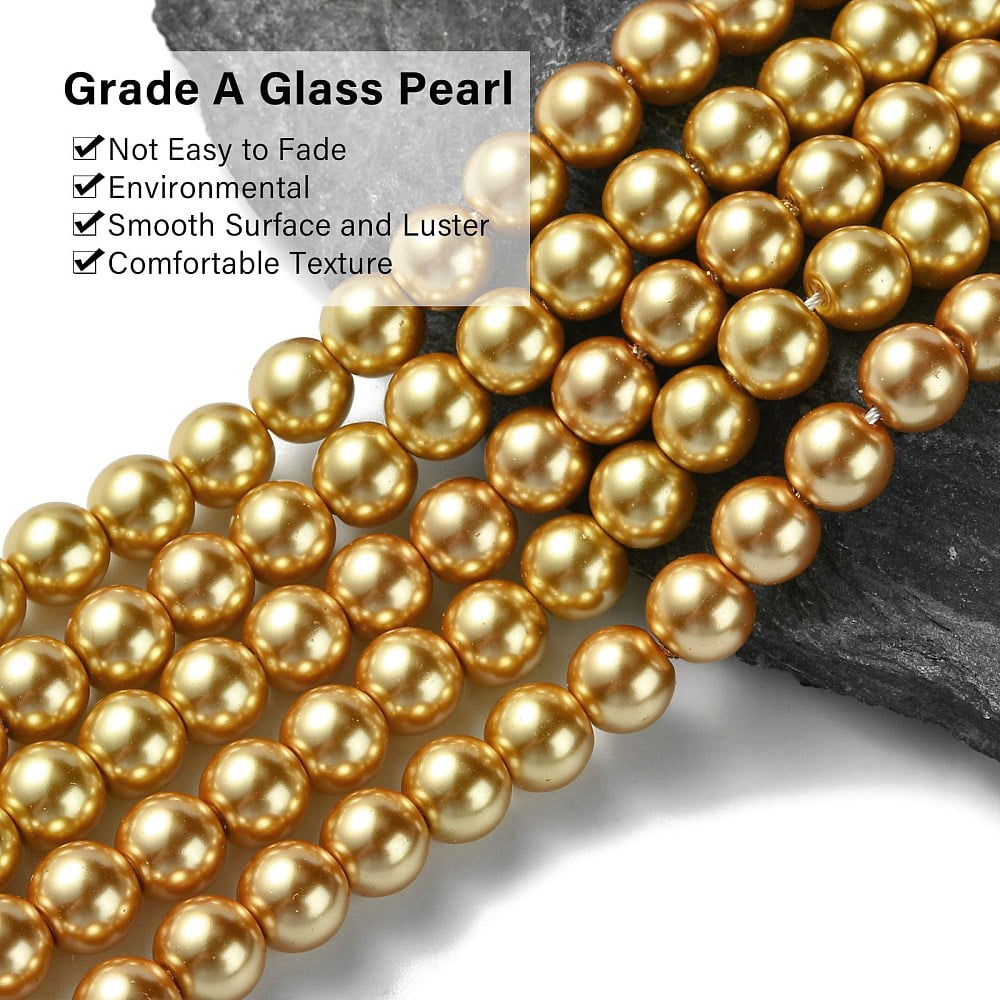 10Strand Eco-Friendly Glass Pearl Beads Strands Grade A Round Dyed Cotton Cord Threaded Peru 8mm Hole: 1.2~1.5mm about 52pcs/strand