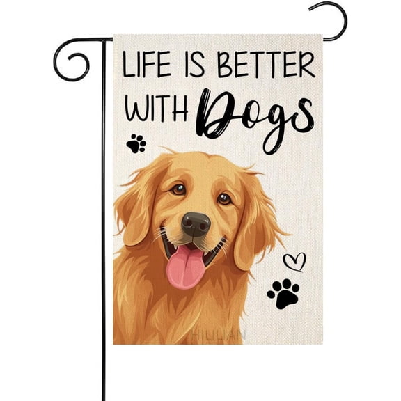 Golden Retriever Garden Flag Double Sided 12 x 18 Inch Small Seasonal Farmhouse Yard and Outdoor Decoration