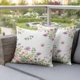thumbnail image 3 of Pink Spring Floral Outdoor Pillow Covers Pack of 2 Watercolor Botanical Wildflowers Waterproof Throw Pillow Covers Decorative Cushion Cases for Patio Garden Tent Balcony Couch 18x18 inch, 3 of 9