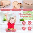 thumbnail image 3 of 8Pcs Baby Feeding Set with Spoon Fork Non-Slip Baby Suction Plates and Bowls Dishwasher Safe Kids Divided Plate Self Feeding Utensils Portable for Toddler Home(Green+Gray), 3 of 9