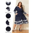 thumbnail image 6 of LapaPlus Women Plus Size Dresses Long Sleeve Floral A-Line Christmas Party Snowball Midi Dress with Pockets, 6 of 6
