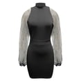 thumbnail image 4 of ZAZYULZ Summer Beach Dresses Women's Autumn/Winter Round Neck Lace Long Sleeve Wrap Hip Waist Dress Skirt Women White Dresses Vacation Dresses for Women 2024 Womens Sundresses(Black2,XL), 4 of 5