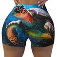 thumbnail image 2 of Fotbe Ice Blue Ocean Sea Turtle Shorts Sin Costuras – Shorts Deportivos de Cintura Alta para Mujer, Elásticos para Gimnasio, Yoga, Running o Ciclismo-Medium, 2 of 8
