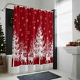 thumbnail image 4 of Shower Curtain 60"W x 72"L Winter Christmas Tree Deer Silhouette Red Fabric Shower Curtains Set with Hooks Water Repellent Bathroom Curtains Machine Washable Bathroom Accessories, 4 of 7