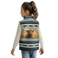 thumbnail image 3 of Uorisanigo Unisex Kids Fleece Jacket Vest Casual Lightweight Sleeveless Aztec Highland Cow Jacket Full Zip Puffer Vest Girls Boys Outdoor Layering Fall Fashion Outfits Clothes, 3 of 7