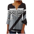 thumbnail image 1 of Blusas de Algodón para las Mujeres Impresas 3/4 Mangas V-Cuello Camiseta, Blusa de Algodón de Imitación Casual para las Mujeres, 1 of 5