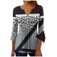 thumbnail image 1 of Blusas de Algodón para las Mujeres Impresas 3/4 Mangas V-Cuello Camiseta, Blusa de Algodón de Imitación Casual para las Mujeres, 1 of 5