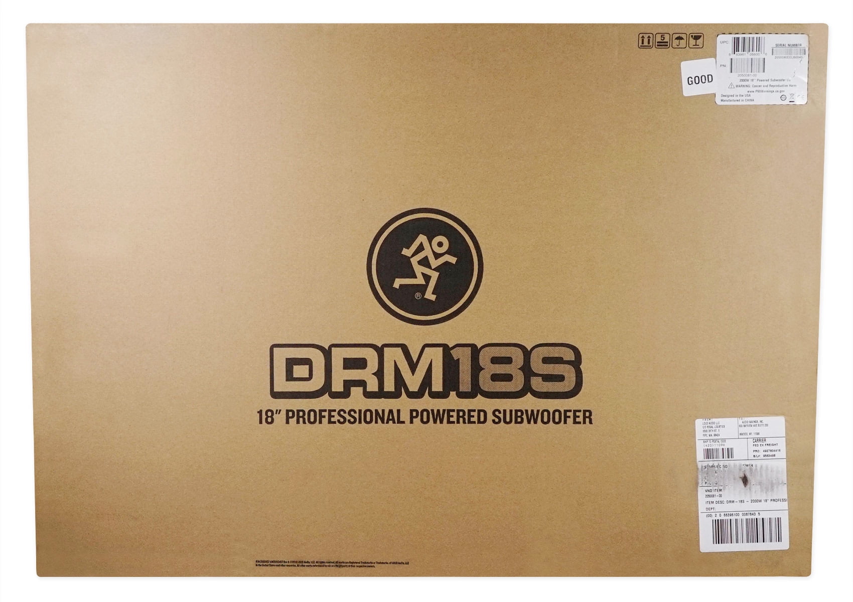 Mackie DRM18S 2000w 18" Powered DJ PA Subwoofer Sub+Dual Wireless Microphones