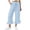 Light Blue, variant on Qgtaibl Women's Elastic Waist Cotton Capri Pants Fashion Drawstring Ruffle Hem Lounge Cropped Pants Summer Loose Fit Flowy Beach Wide Leg Pants with Pockets Khaki S