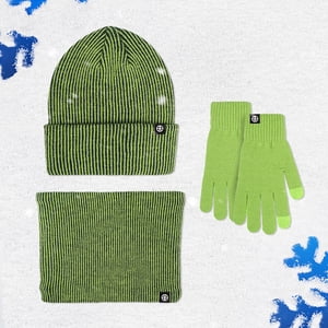 Couples Winter Outdoor Warm Winter Proof Hat Scarf Gloves Three Piece Striped Knitted Pile Hat Hat Gloves Scarf Set Gloves Scarf Set Men Scarf Gloves Hat Set Light Scarf Hat Gloves Set Men Scarf Hat