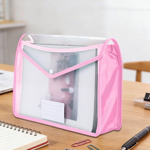 Homekingdee A4 Plastic Document Pouch with Reinforced Edges - Transparent Snap-Closure Waterproof and Dirtproof File Bag for Office Documents Organization