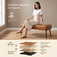 thumbnail image 4 of Nordic Hygge Mid-Century Modern Entryway Bench, Caramel Brown, 4 of 7