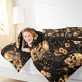 thumbnail image 4 of Homewish Spooky Halloween Skull 7-Piece Twin Bedding,Baroque Goth Floral Bedding Comforter Set,Golden,Black Reversible, 4 of 8