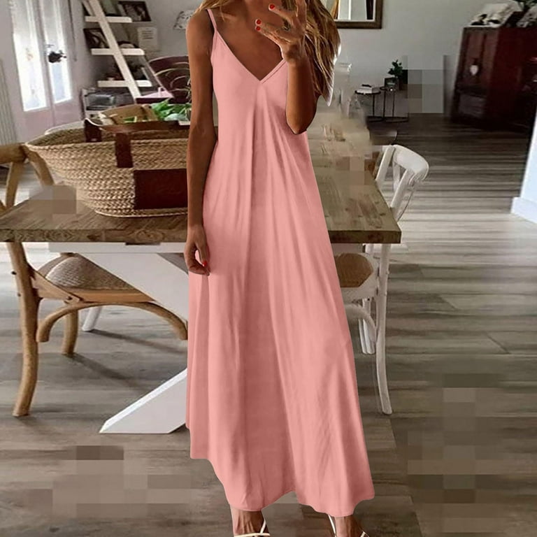 chinese dress ladies Backless Pink Floral Casual Maxi Dress– PromGirl