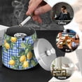 thumbnail image 4 of Yayeee Ashtray with Lid for Cigarette Smokeless Stainless Steel Home Ash Holder, Green Lemon Plaid, 4 of 7