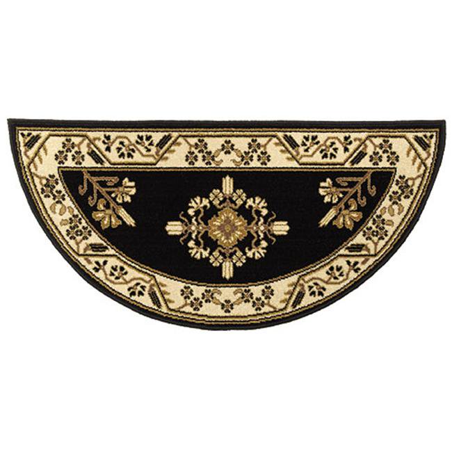 Woodeze 5MMH605 44 inch Half Round Noir Jardin Fireplace Rug