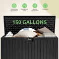 thumbnail image 5 of Dextrus 150 Gallon Double-Wall Deck Box, Black Waterproof Lockable Resin Storage Box, Heavy-Duty XL Patio Organizer, Multi-Use as Extra Seating for Cushions, Garden Tools & Pool Essentials, 5 of 6