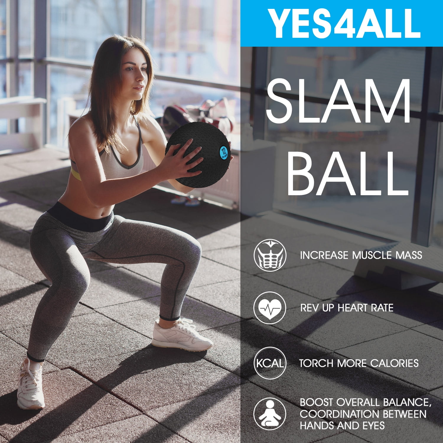 Yes4All Slam Ball, PVC Sand Filled Medicine Ball, 10-40lbs Weight Ball - Triangle Black 15LBS
