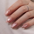 thumbnail image 3 of Press On Nails VSALON Short Almond Pink Cat Eye para mujer, 3 of 7