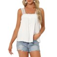 thumbnail image 1 of INSPIRAR CHIC Top Casual Sin Mangas para Mujeres con Cuello Cuadrado, Panel de Encaje y Volantes, Talla XL, Blanco, 1 of 6